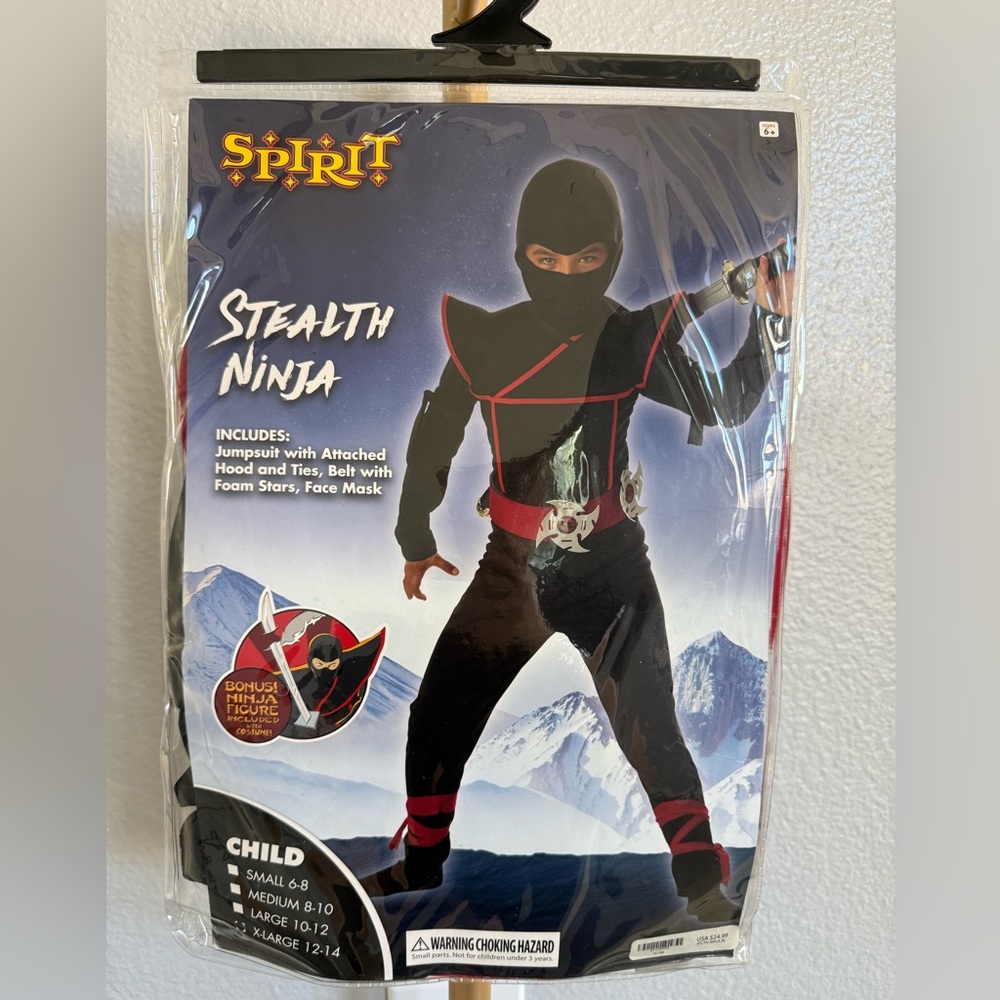 Spirit Stealth Ninja Costume - Black and Red size XL (12-14)